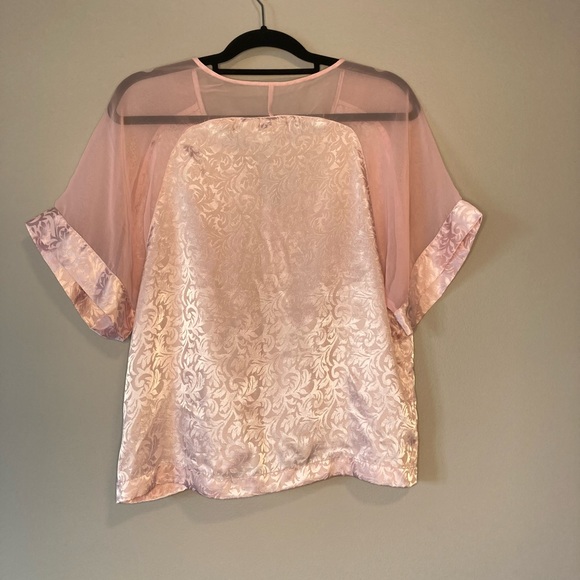Cacique Pink Pajama Top Sexy  M Loungewear Sheer Satin. - Picture 2 of 5